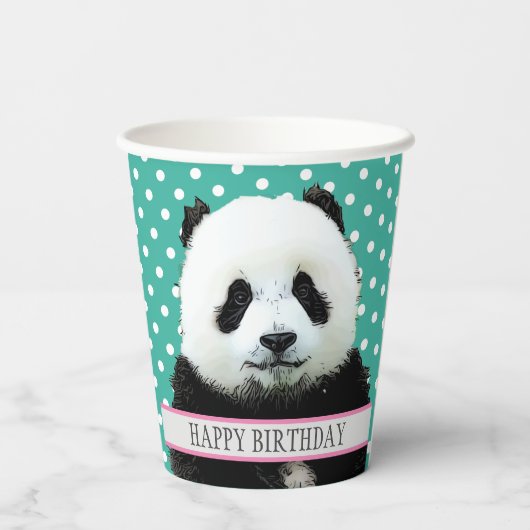 Adorable Panda Bear Kid's Happy Birthday Tier Pappbecher (Rückseite)