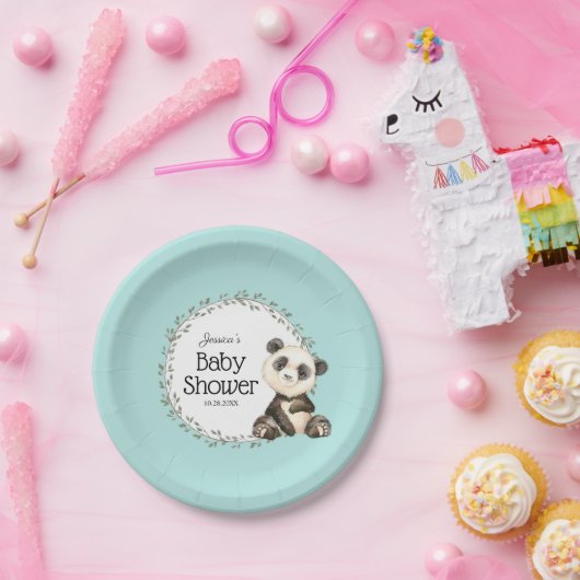 Adorable Panda Bear Personalisiert Babydusche Pappteller (Party)