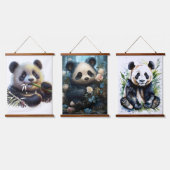 Adorable Panda Bears Wandteppich Mit Holzrahmen (Dreifach)