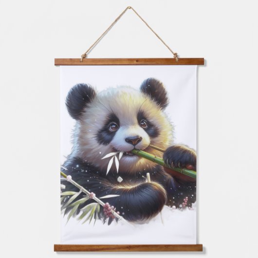 Adorable Panda Bears Wandteppich Mit Holzrahmen (Vorderseite)