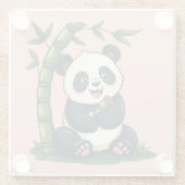 Adorable Panda Hugging Bamboo Niedlicher Cartoon K Glasuntersetzer (Rückseite)