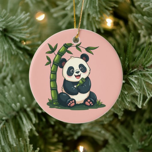 Adorable Panda Hugging Bamboo Niedlicher Cartoon K Keramik Ornament (Baum)