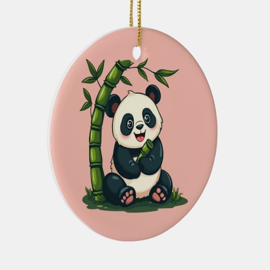 Adorable Panda Hugging Bamboo Niedlicher Cartoon K Keramik Ornament (Rechts)