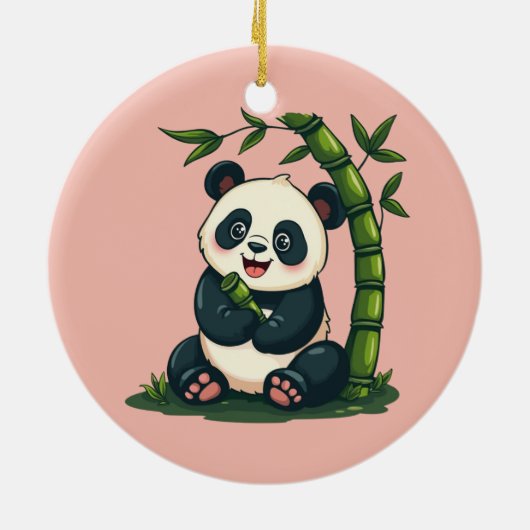 Adorable Panda Hugging Bamboo Niedlicher Cartoon K Keramik Ornament (Hinten)