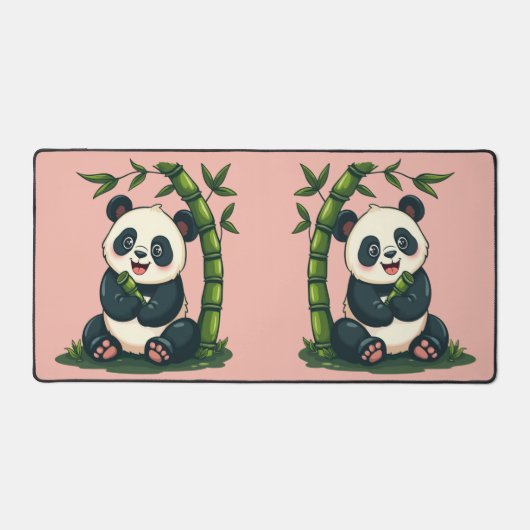 Adorable Panda Hugging Bamboo Niedlicher Cartoon K Schreibtischunterlage (Vorderseite)