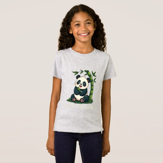 Adorable Panda Hugging Bamboo Niedlicher Cartoon K T-Shirt (Vorne ganz)