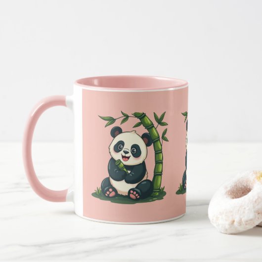 Adorable Panda Hugging Bamboo Niedlicher Cartoon K Tasse (Mit Donut)
