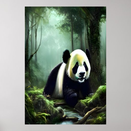 Adorable Panda im tiefen Wald | AI Art Poster (Vorne)