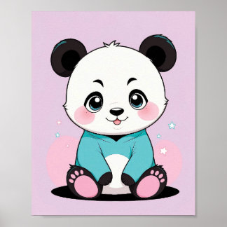 Adorable Panda in Hoodie - Niedliches Kinderzimmer Poster