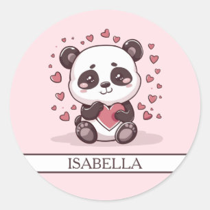 Adorable Panda Liebe - Personalisiert Runder Aufkleber