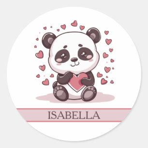 Adorable Panda Liebe - Personalisiert Runder Aufkleber