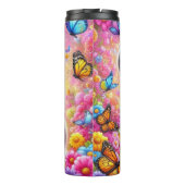 Adorable Panda mit heller Blume Thermosbecher (Rückseite)