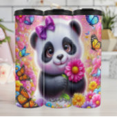 Adorable Panda mit heller Blume Thermosbecher