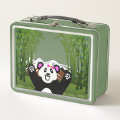 Adorable Panda mit rosa Bow Metall Brotdose (Vorderseite)