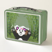Adorable Panda mit rosa Bow Metall Brotdose (Rückseite)