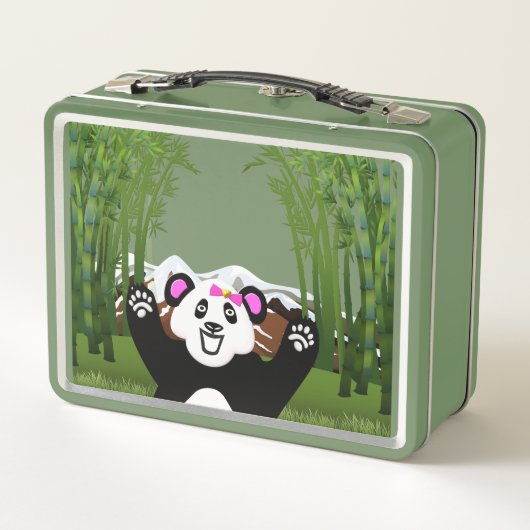 Adorable Panda mit rosa Bow Metall Brotdose (Rückseite)