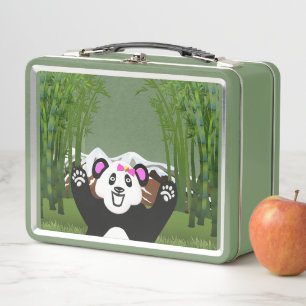 Adorable Panda mit rosa Bow Metall Brotdose