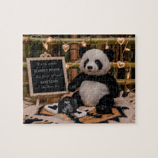 Adorable Panda Plushie Pregnancy Ankündigung Puzzle (Horizontal)