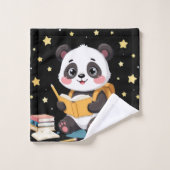 Adorable panda reading , stars,pattern  badhandtuch set (Waschlappen)