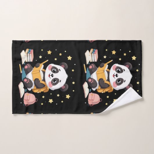 Adorable panda reading , stars,pattern  badhandtuch set (Handtuch)