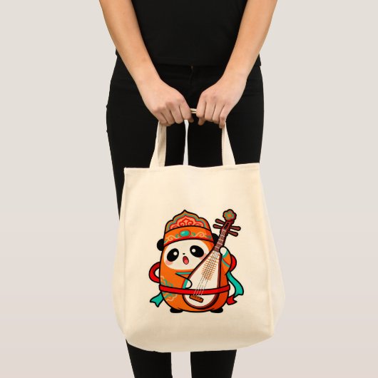 Adorable Panda with Pipa Tote Bag Tragetasche (Vorderseite (Produkt))