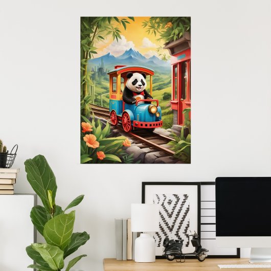 Adorable Panda Züge AI Art Poster (Heimbüro)