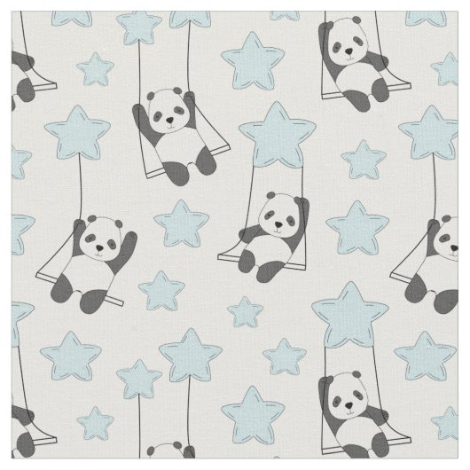 Adorable Pandas und Sterne Stoff (Nahaufnahme)