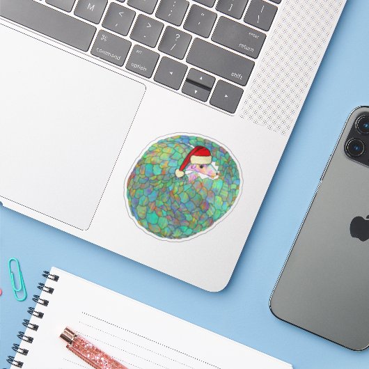 Adorable Pangolin mit Weihnachtsmannmütze Aufkleber (Laptop mit iPhone)