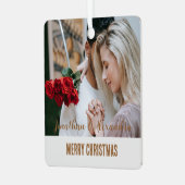 Adorable Pärchen Foto modern und elegant Ornament Aus Metall (Vorderseite links)