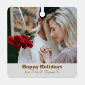 Adorable Pärchen Foto modern und elegant Ornament Aus Metall (Rückseite)