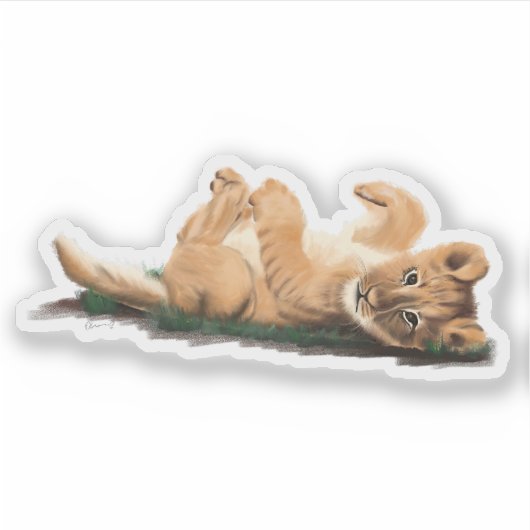 Adorable Pastel Baby Lion Illustration Custom Aufkleber (Vorderseite)