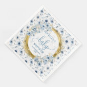 Adorable Pastel Blue Gold Blume Papier Napkins Serviette (Ecke)