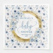 Adorable Pastel Blue Gold Blume Papier Napkins Serviette (Vorderseite)