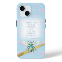 Adorable Pastel Blue Pink Bow Bible Turquoise Bee