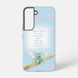 Adorable Pastel Blue Pink Bow Faith Turquoise Bee Samsung Galaxy Hülle
