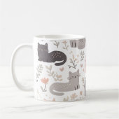 Adorable Pastel Cat & Floral Pattern Coffee Kaffeetasse (Links)