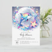 Adorable Pastel Dolphin Babydusche Einladung (Stehend Vorderseite)