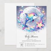 Adorable Pastel Dolphin Babydusche Einladung (Vorne/Hinten)