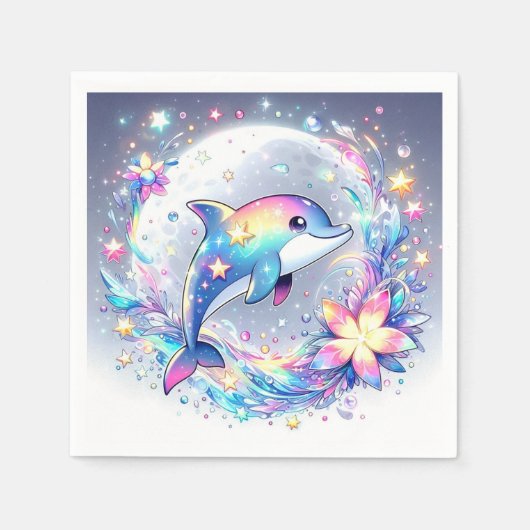Adorable Pastel Dolphin Babydusche Serviette (Vorderseite)