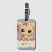 Adorable Pastel Fantasy Creature Holding a Name Gepäckanhänger (Vorderseite Vertikal)
