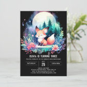 Adorable Pastel Fox Geburtstag digital Einladung (Stehend Vorderseite)