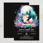 Adorable Pastel Fox Geburtstag digital Einladung (Vorne/Hinten)