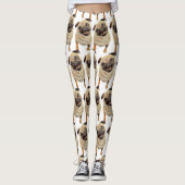 Adorable Pastel Gezeichnet Mops Hunde Leggings (Vorderseite)