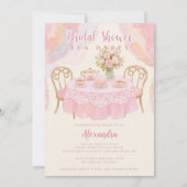 Adorable Pastel Pink Tea Party Bridal Shower Einladung (Vorderseite)