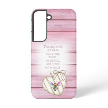 Adorable Pastel Pink Wood Heart Rainbow Bee Faith