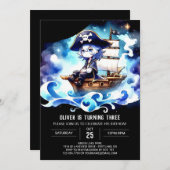Adorable Pastel Pirate Geburtstag Einladung (Vorne/Hinten)