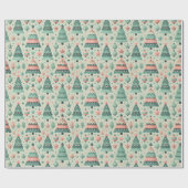 Adorable Pastel Preteen Weihnachtsbaumen Urlaub Geschenkpapier (Flach)