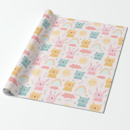 Adorable Pastel Tiermuster Geschenkpapier