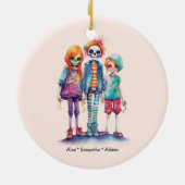 Adorable Pastel Zombie Trio - Niedliches Halloween Keramik Ornament (Hinten)
