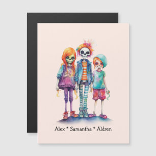 Adorable Pastel Zombie Trio - Niedliches Halloween Magnetkarte
